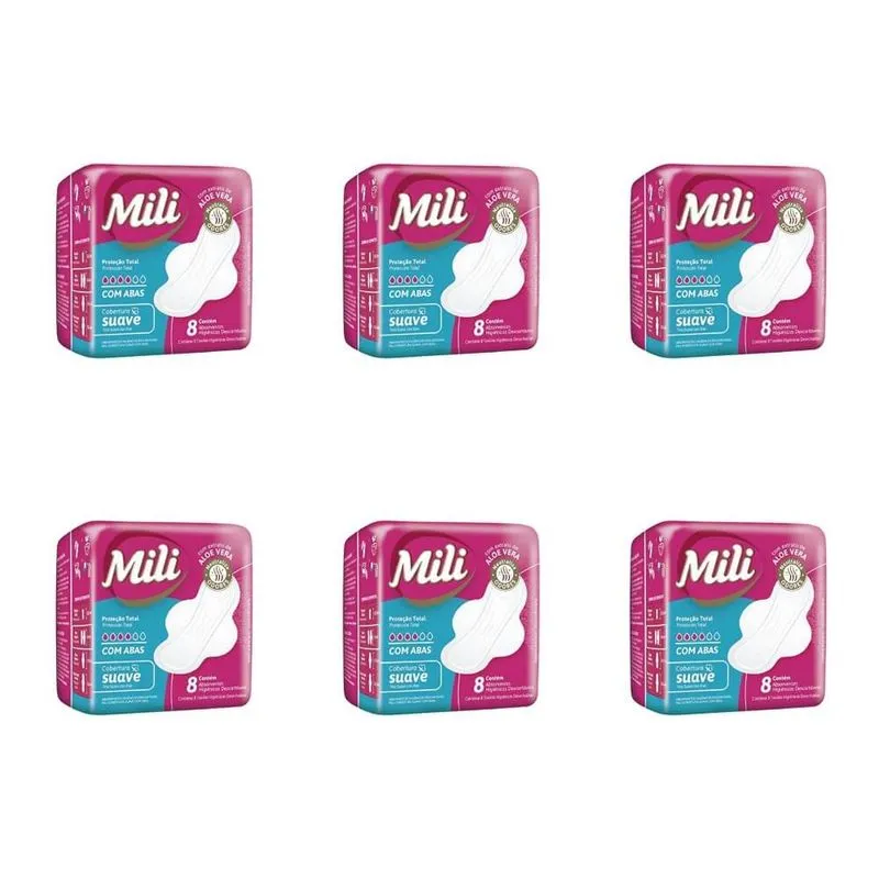Mili Conforto Total Fluxo Baixo Absorvente Suave C-abas C-8 (Kit C-06)