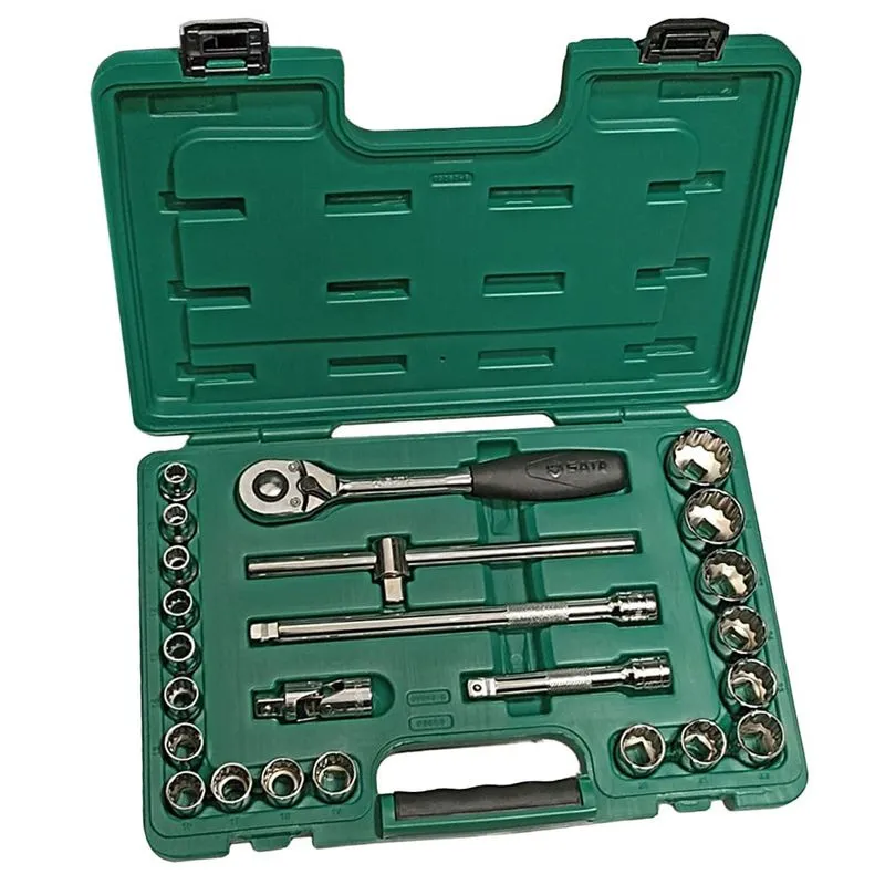 Jogo de Soquetes Estriado 1/2 24 Peças (9 a 32mm) St09060sj - Sata