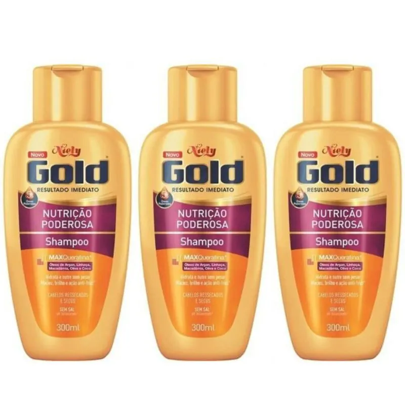 Niely Gold Nutrição Poderosa Shampoo 300ml (Kit C/03)