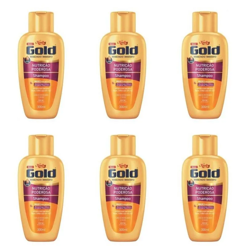 Niely Gold Nutrição Poderosa Shampoo 300ml (Kit C/06)