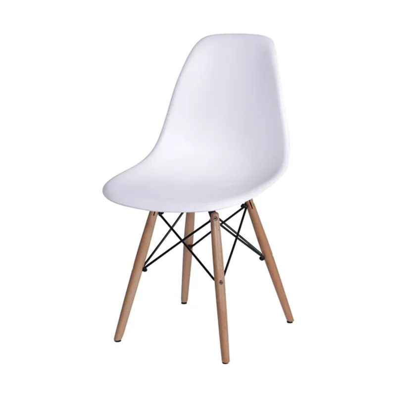 Cadeira Eames Design Base Madeira Assento Branca