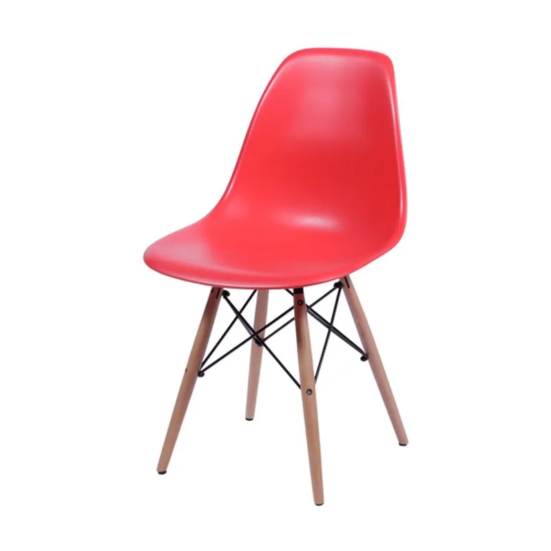 Cadeira Eames Design Base Madeira Assento Vermelho