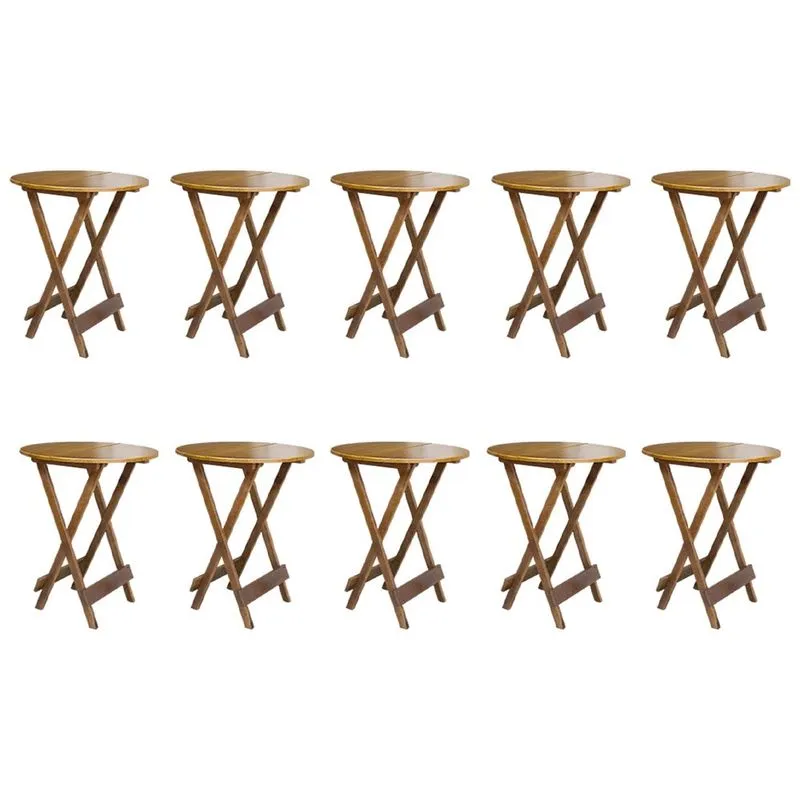 Kit 10 Mesas de Madeira Bistrô Dobravel Ideal para Bar e Restaurante Mel