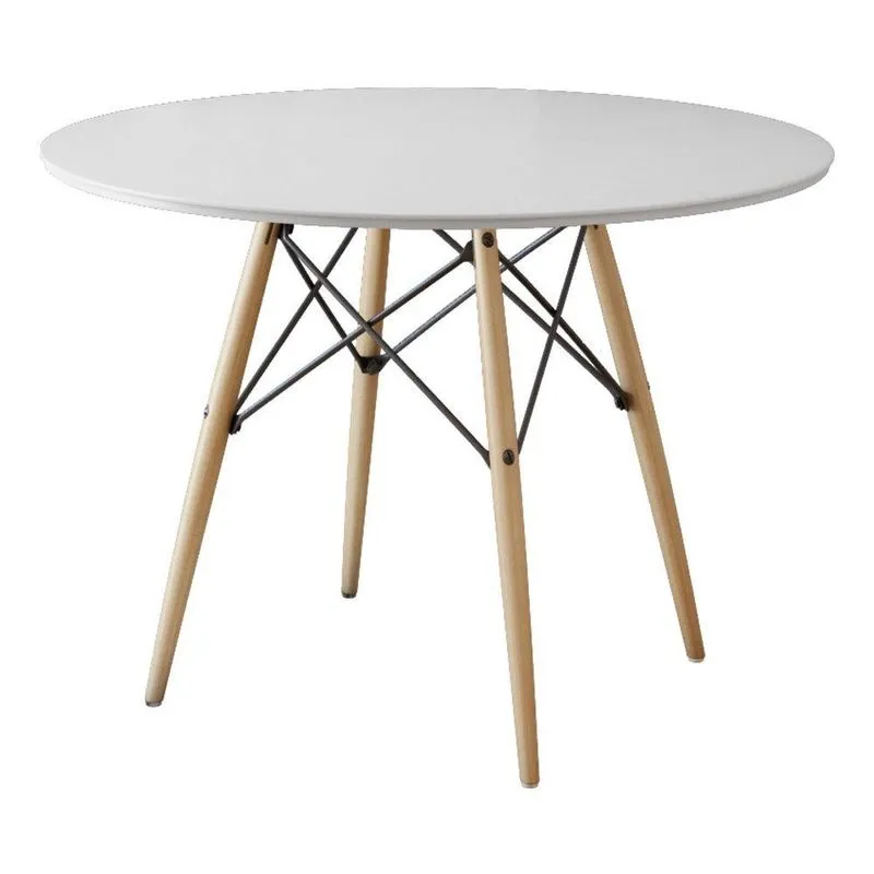 Mesa Eiffel Wood Tampo De Madeira 110 Cm Branco New Green - Branco