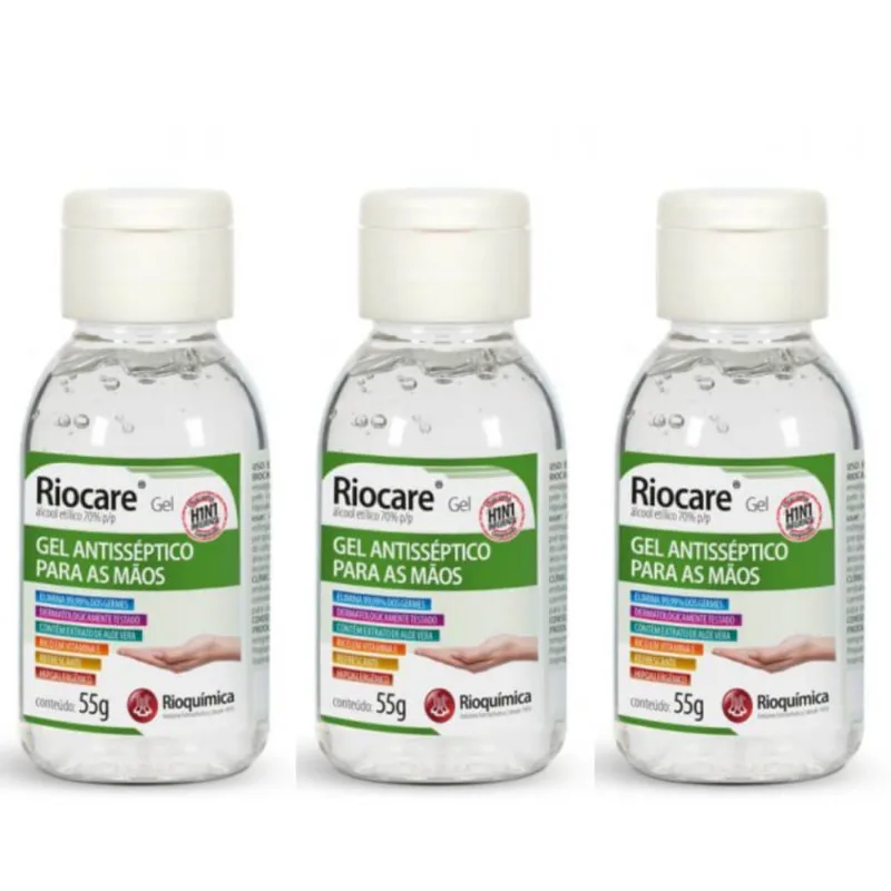 Rioquimica Alcool 70% Etilico Gel 55g (Kit C-03)