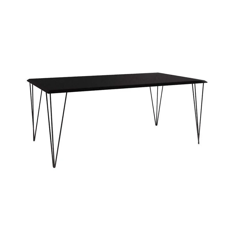 Mesa Elen Tampo Retangular 150 X 90 Cm De Madeira Preto New Green - Preto