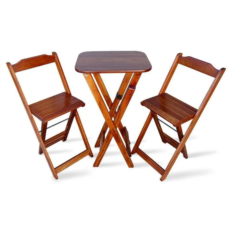 Conjunto De Mesa Bistro Dobravel Com 2 Cadeiras Imbuia Cor: Marrom