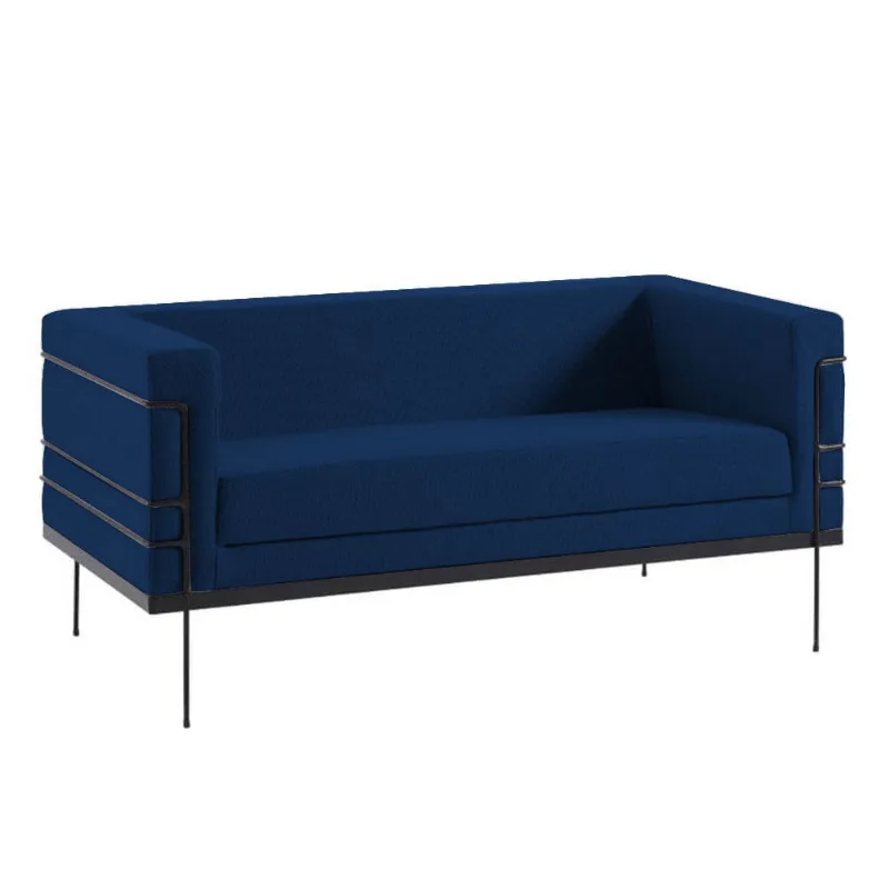 Sofá Le Corbusier Veludo Azul Marinho 1,36m