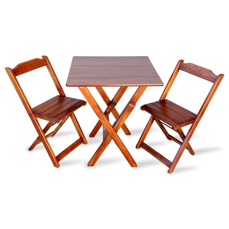 Jogo de Mesa com 2 Cadeiras Dobravel 70x70 para Area Gourmet - Imbuia