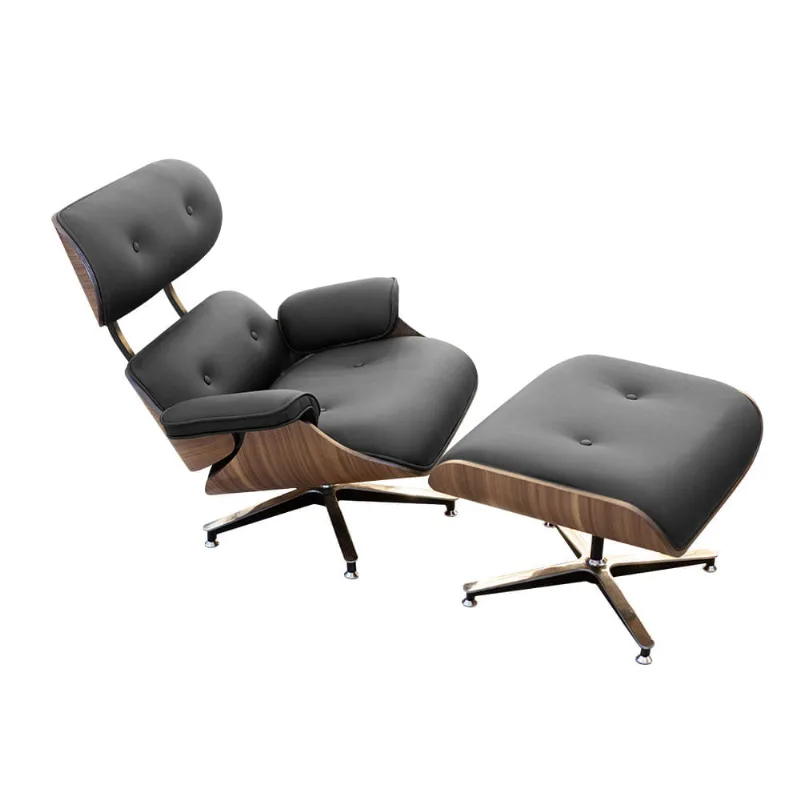 Poltrona Charles Eames com Puff Courissimo Preta