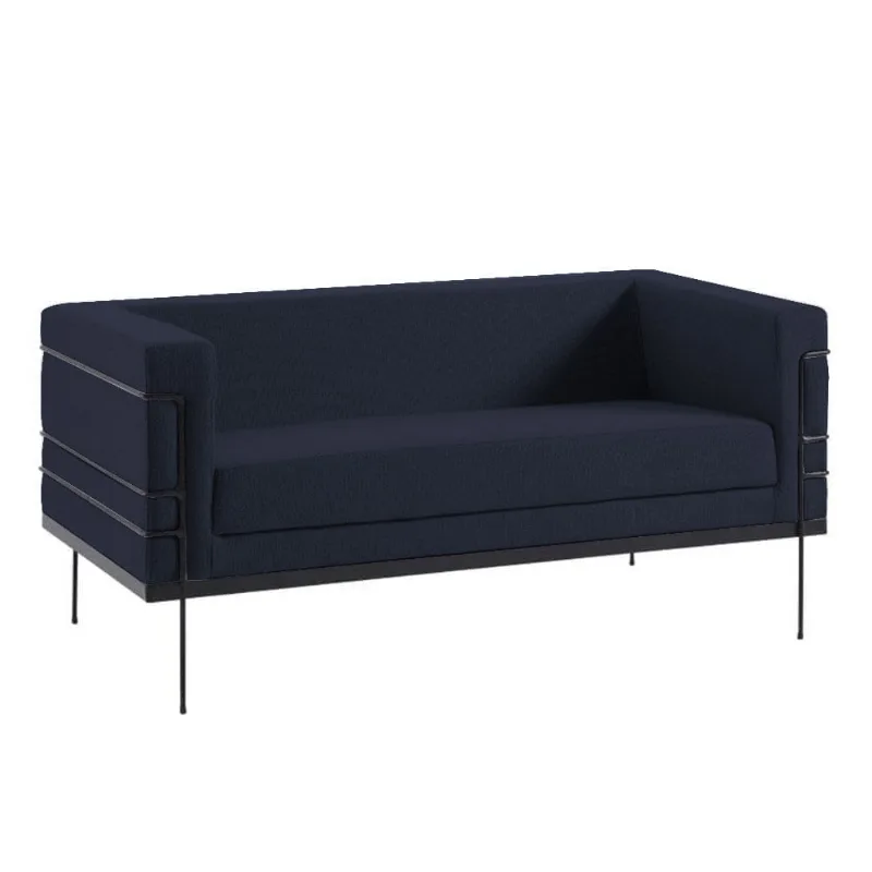 Sofá Le Corbusier Linho Azul Marinho 1,36m
