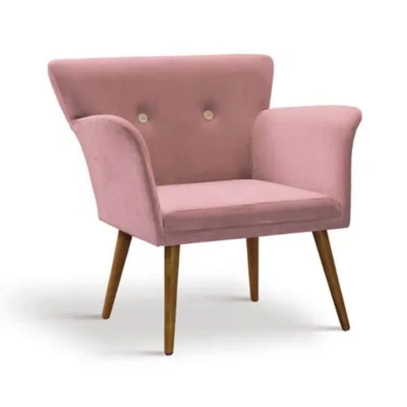 Poltrona Mickey Veludo com Botonê Rosa Base Palito Mel T0064 Poltrona Mickey Palito Veludo Rosa T0064
