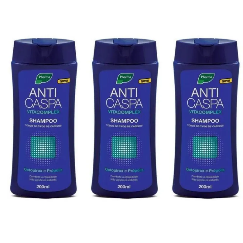 Vitacomplex Tradicional Shampoo Anticaspa 200ml (Kit C/03)