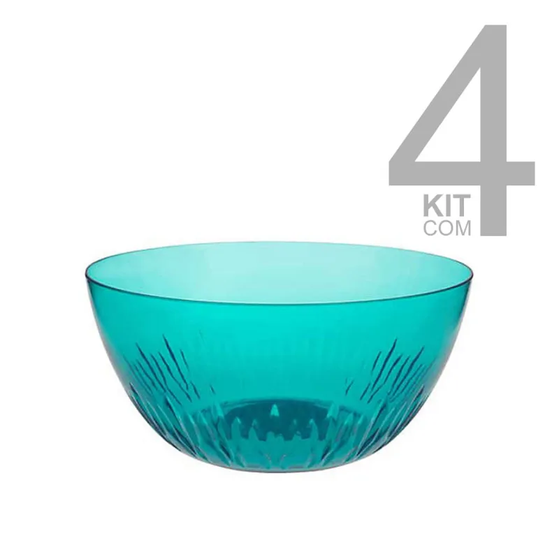 Jg C/ 4 Saladeira Acrilico Azul