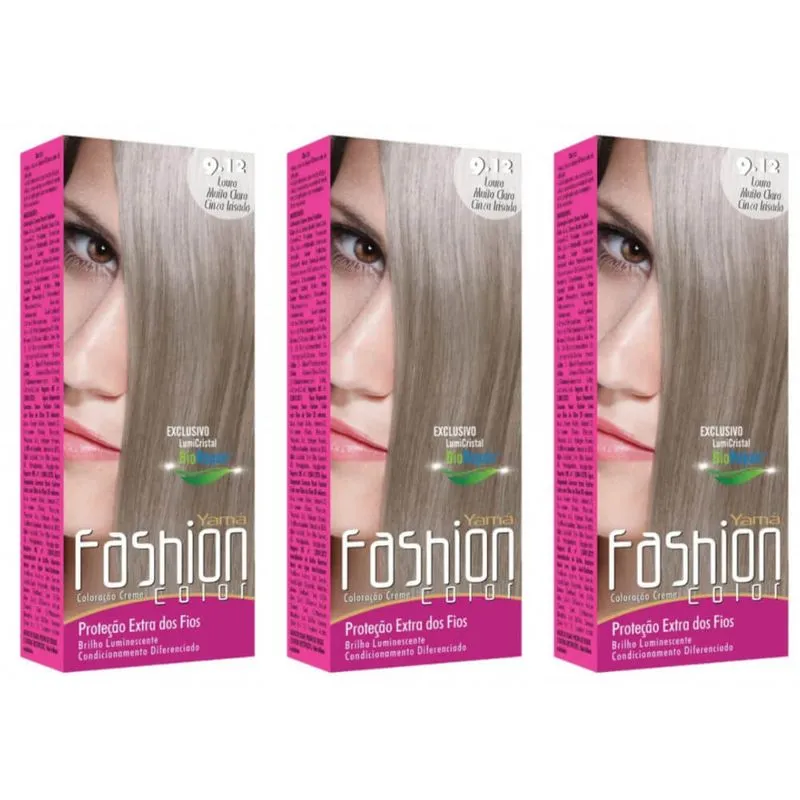 YamÁ Fashion Color ColoraÇÃO Mini Kit 9.12 Louro Muito Claro Cinza Irisado (Kit C/03)