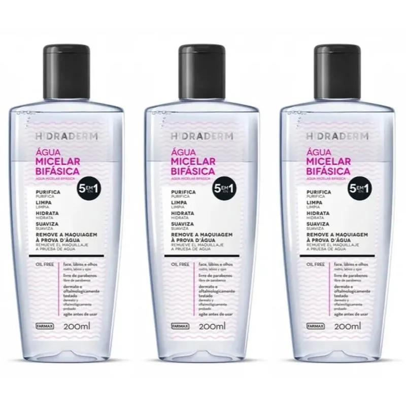 Farmax Hidraderm AGua Micelar BifASica 200ml (Kit C-03)