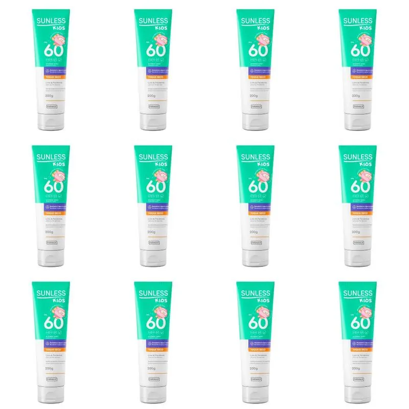 Farmax Sunless Kids Fps 60 Toque Seco Protetor Solar 200g (Kit C/12)