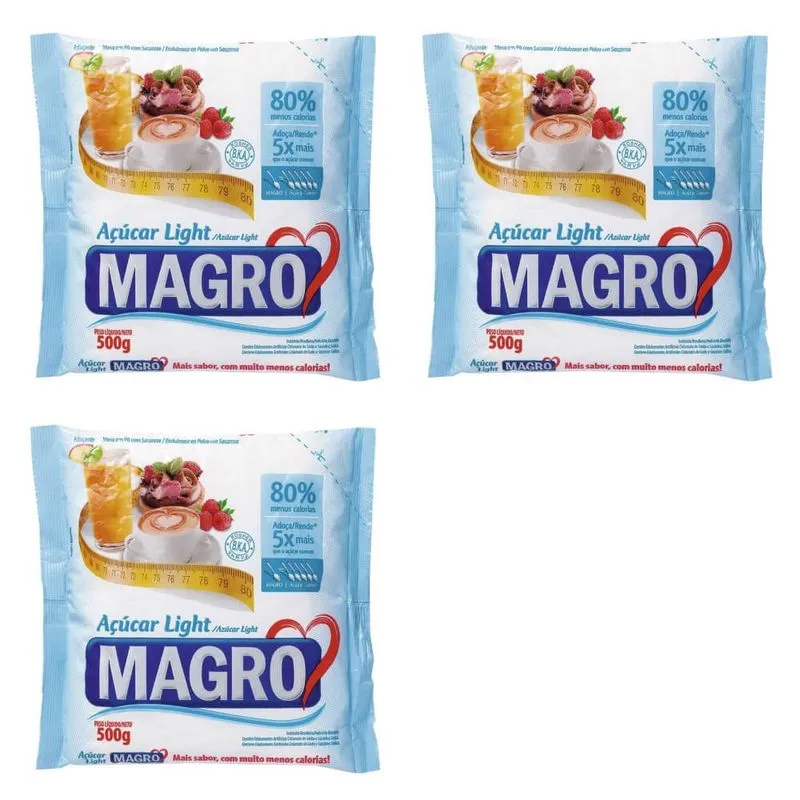 Magro AÇUcar Light 500g (Kit C/03)