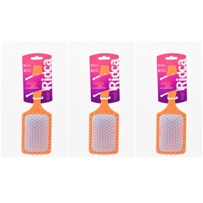 Ricca Escova De Cabelo Color Block Racket (Kit C/03)