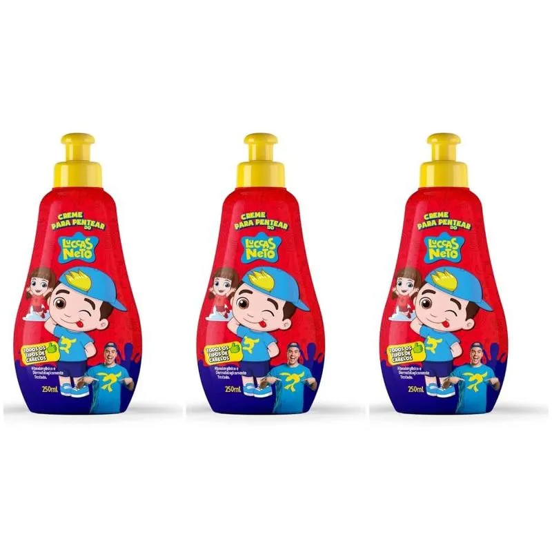 Cia Da Natureza Luccas Neto Todos Cabelos Creme P- Pentear 250ml (Kit C-03)