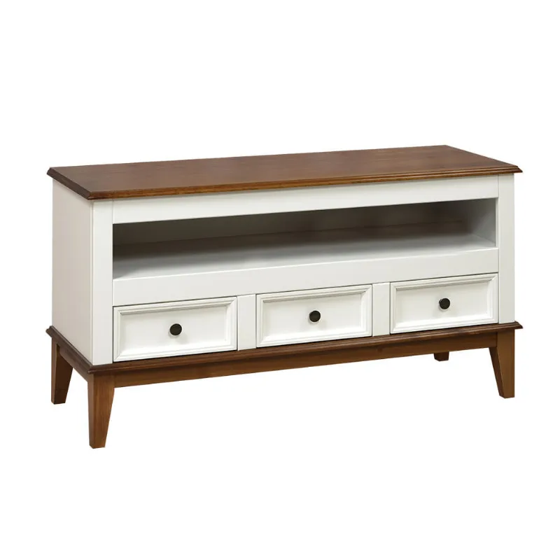 Rack Branco e Amendoa com 03 Gavetas