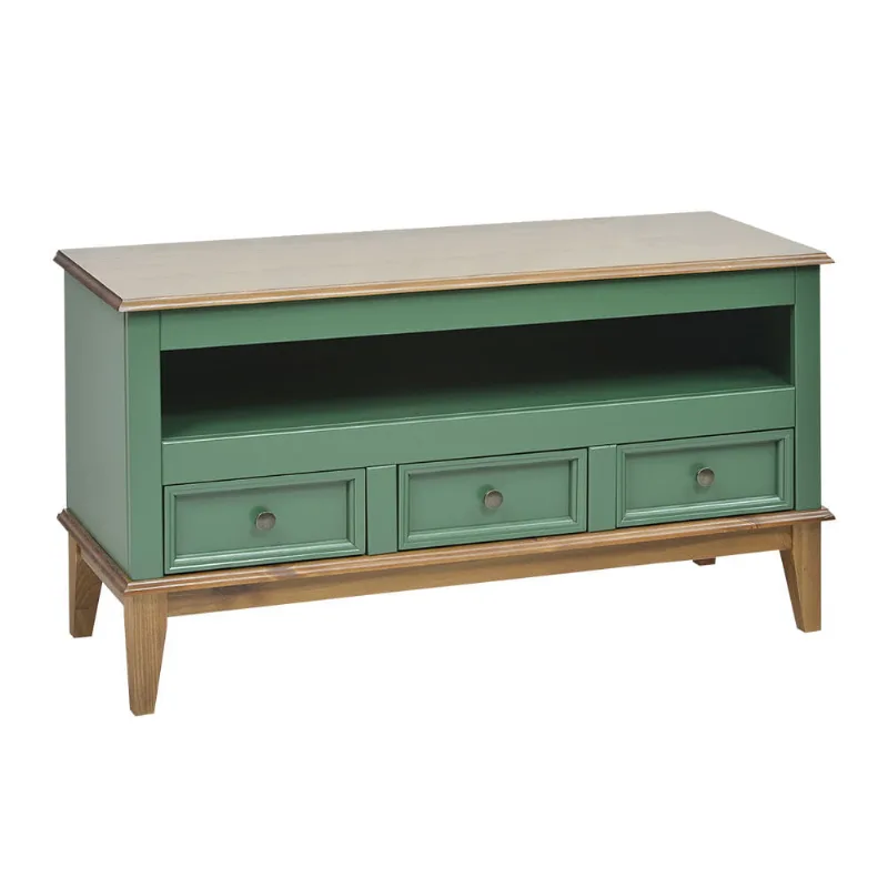Rack Verde e Amendoa com 03 Gavetas