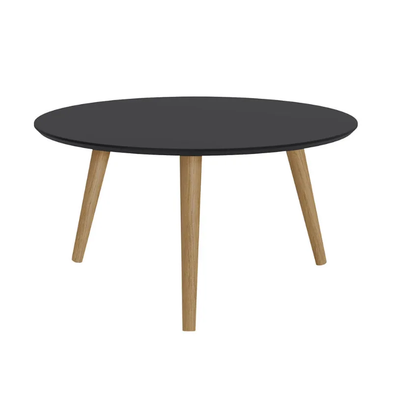 Mesa Lateral Valentina Tampo Preto Fosco Base Clara 70x70cm