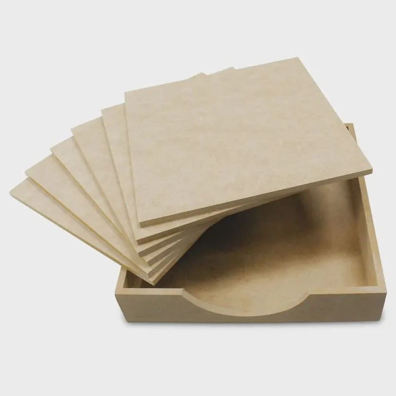 Descanso de Panelas com 6 Bases de mdf Madeira Crua - Tamanho: 20 x 20 x 05 cm