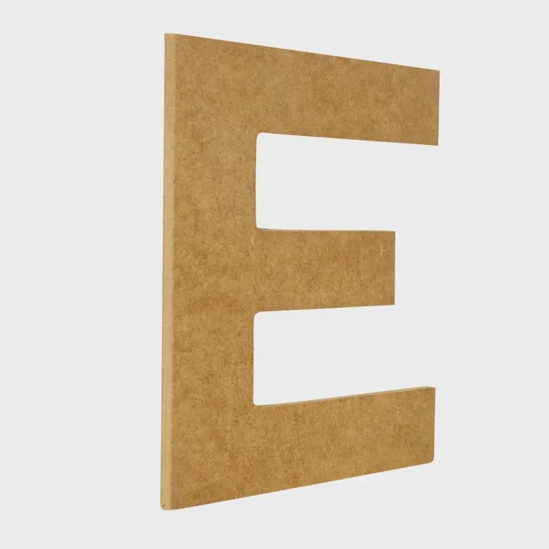 Letra de mdf Madeira Crua - Tamanho: 20,5 x 15,0 x 1,0 cm - Modelo: E