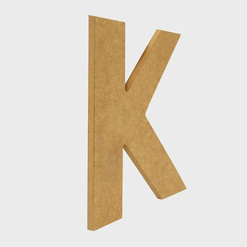 Letra de mdf Madeira Crua - Tamanho: 20,5 x 17,5 x 1,0 cm - Modelo: K