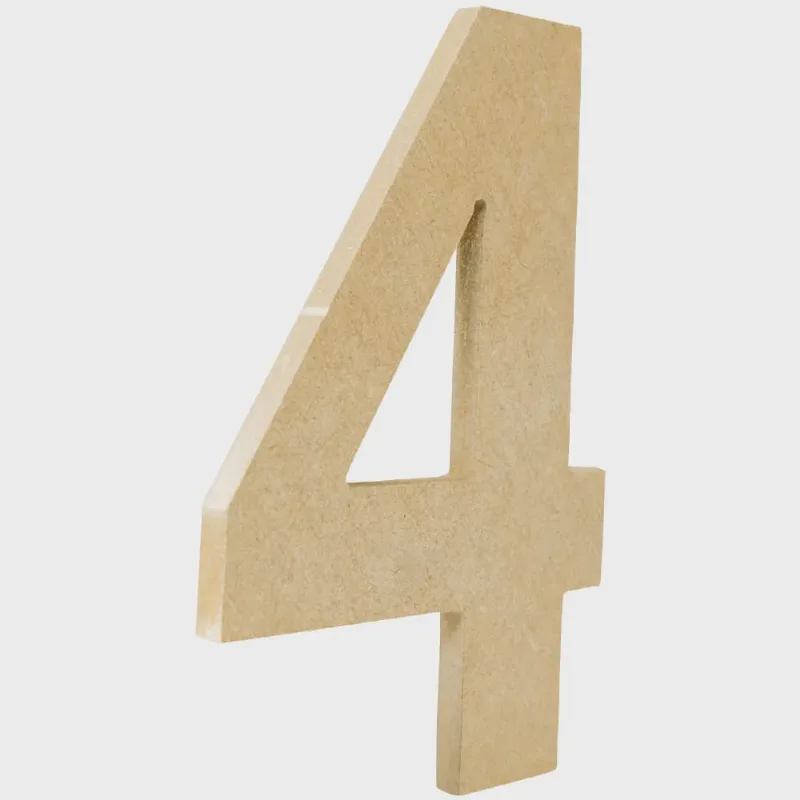 Número de mdf Madeira Crua - Tamanho: 20,5 x 13,0 x 1,0 cm - Modelo: 4