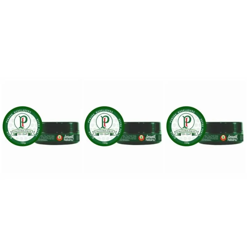 Yelsew Pomada Modeladora Extra Forte Efeito Back Palmeiras 150g (Kit C/03)