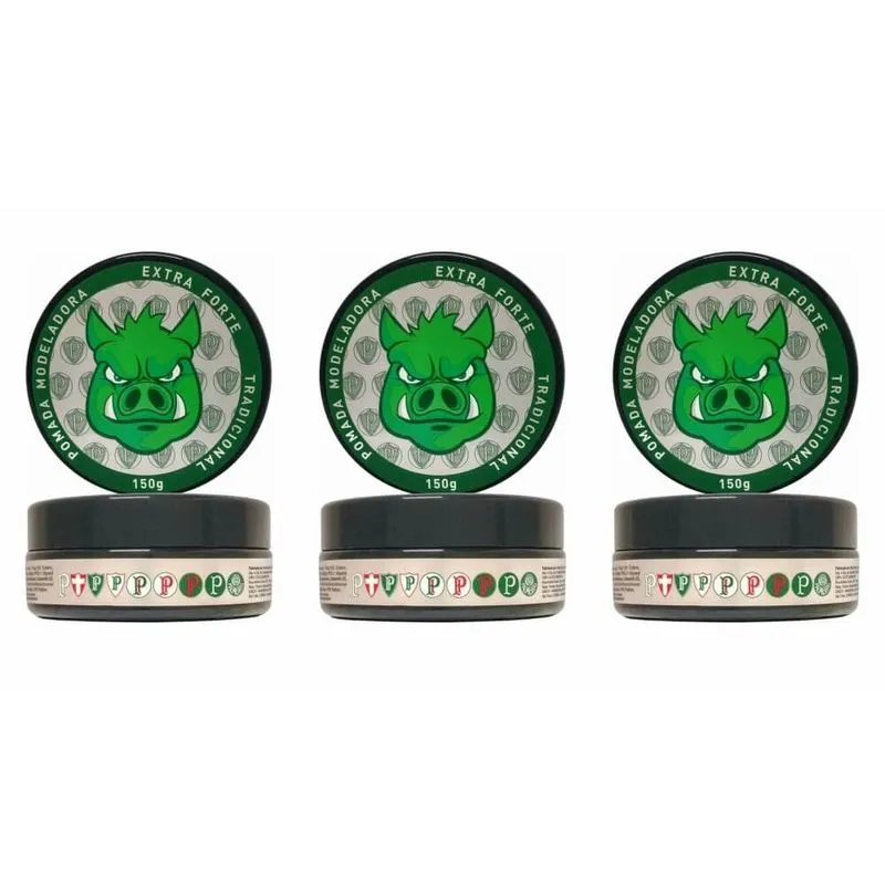 Yelsew Pomada Modeladora Extra Forte Tradicional Palmeiras 150g (Kit C-03)