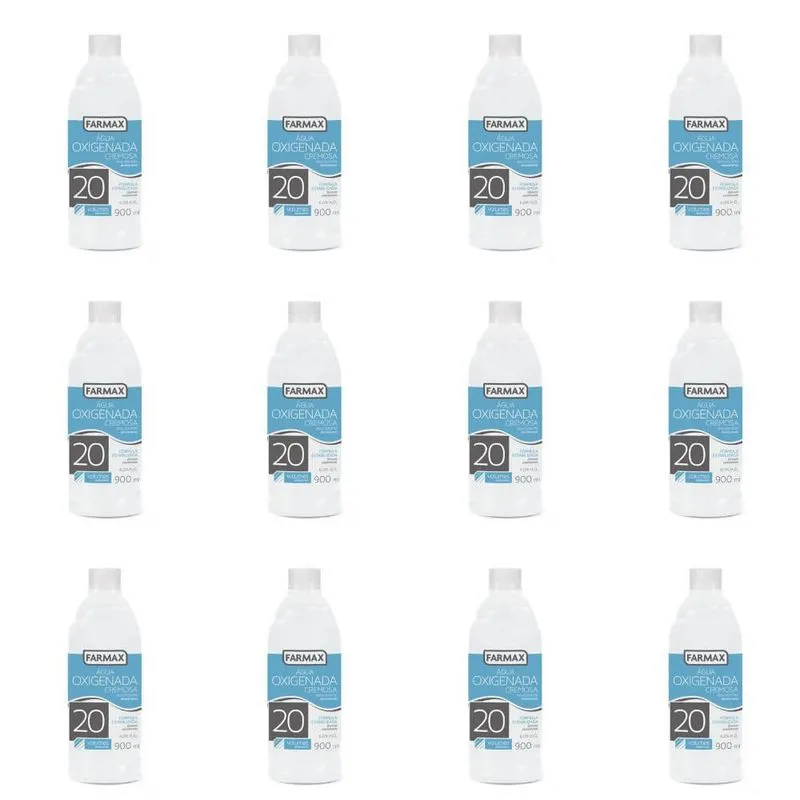 Farmax Agua Oxigenada Cremosa 20vol 900ml (Kit C-12)