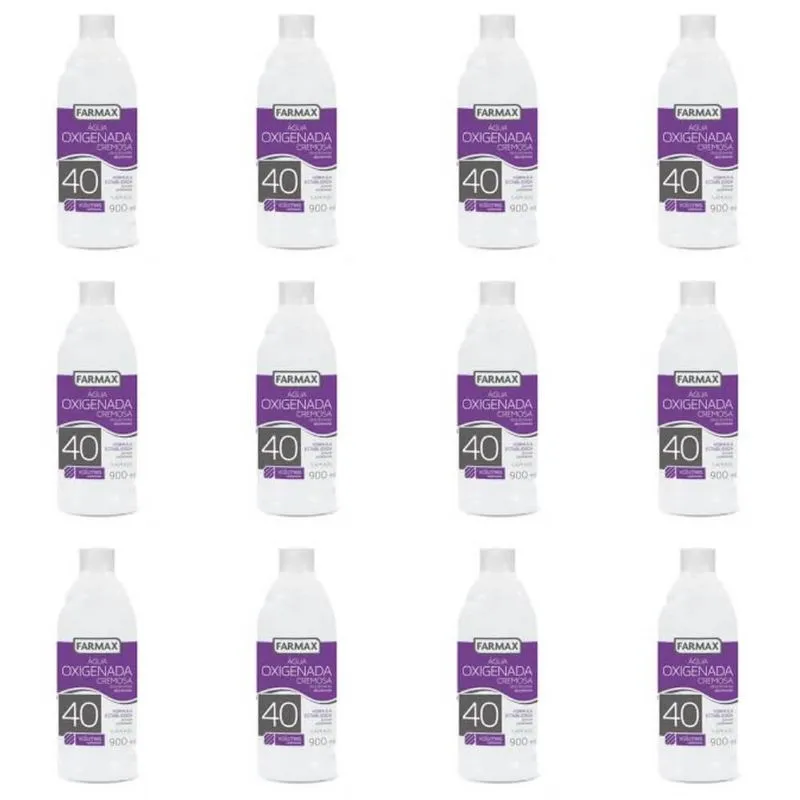 Farmax Agua Oxigenada Cremosa 40vol 900ml (Kit C-12)