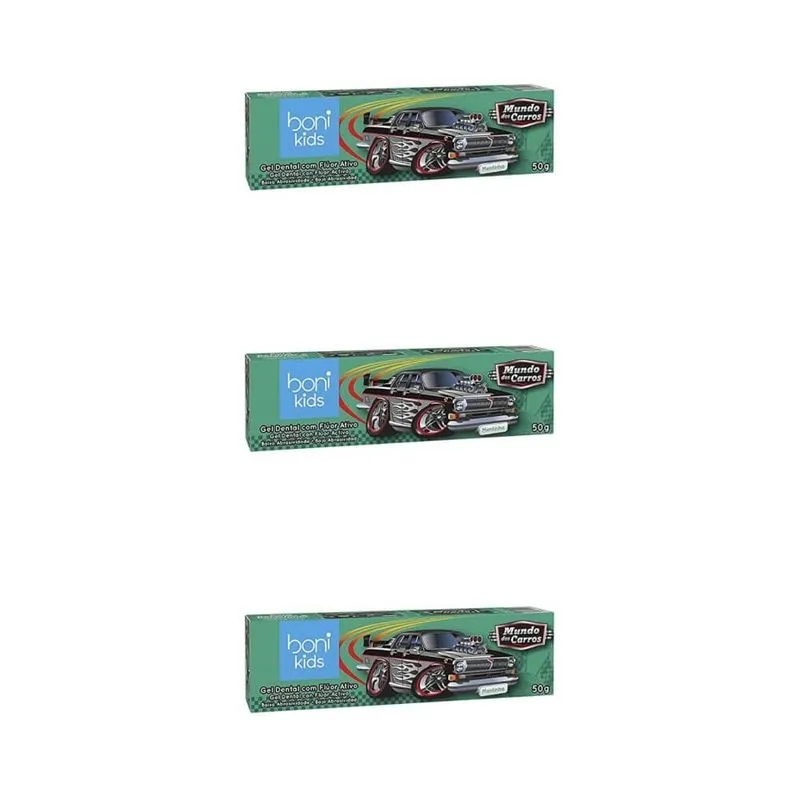 Boni Kids Mundo Dos Carros Gel Dental C- Fluor 50g (kit C-03)