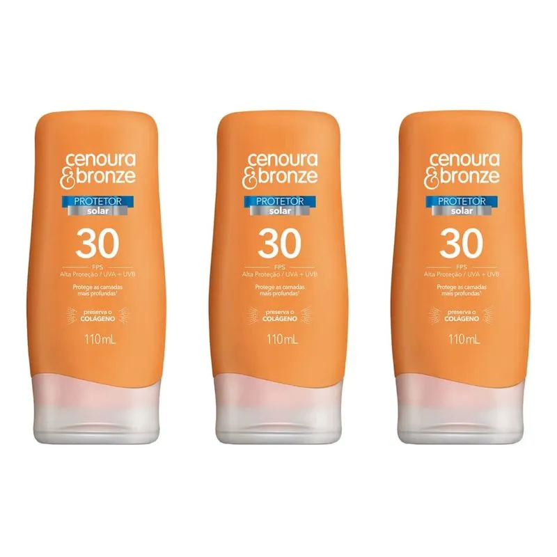 Cenoura & Bronze Fps30 Protetor Solar 110ml (Kit C/03)