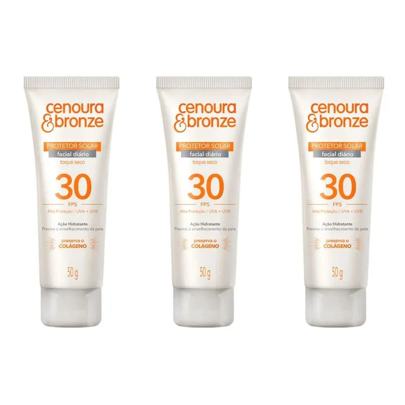 Cenoura & Bronze Fps30 Protetor Solar Facial 50g (Kit C/03)