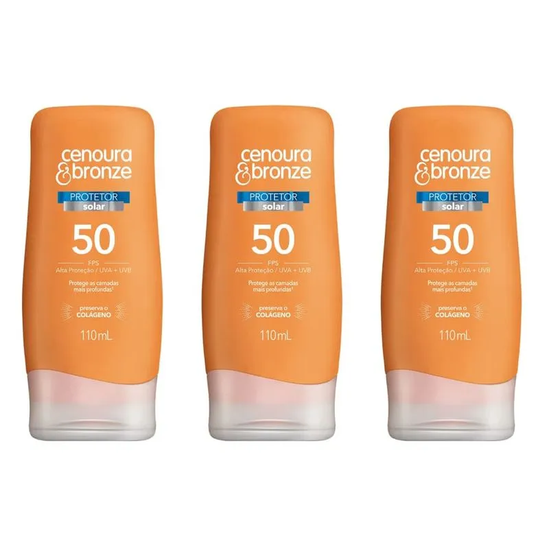 Cenoura & Bronze Fps50 Protetor Solar 110ml (Kit C/03)