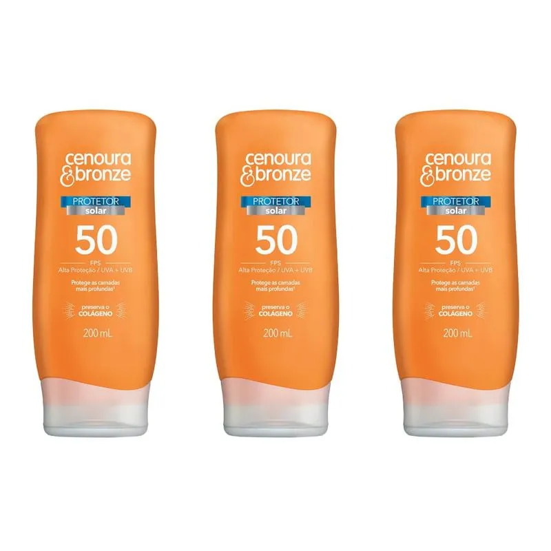 Cenoura & Bronze Fps50 Protetor Solar 200ml (Kit C/03)