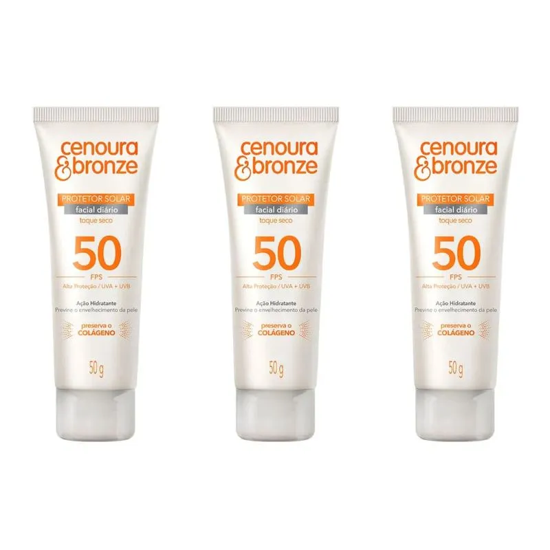 Cenoura Bronze Fps50 Protetor Solar Facial 50g (Kit C-03)