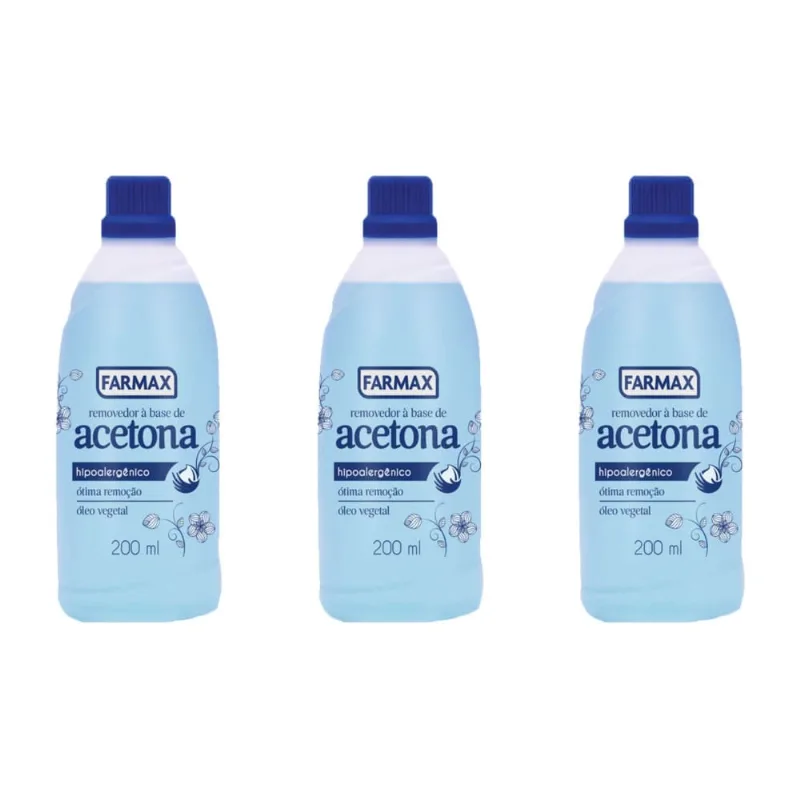 Farmax Hipoalergenico Removedor De Esmalte 200ml (Kit C/03)