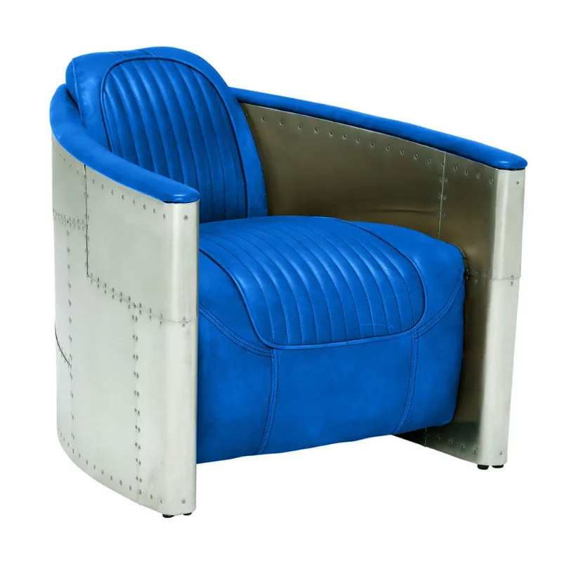 Poltrona Aviador Couro Azul Bic