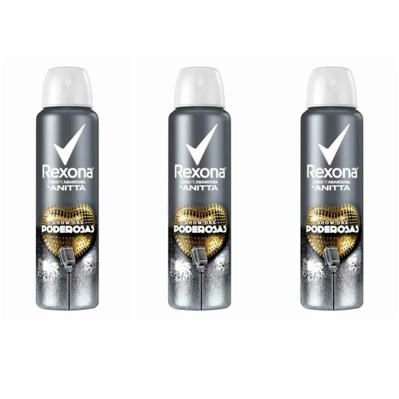 Rexona Anita Show Das Poderosas Desodorante Antitranspirante Aerosol 150ml (Kit C/03)