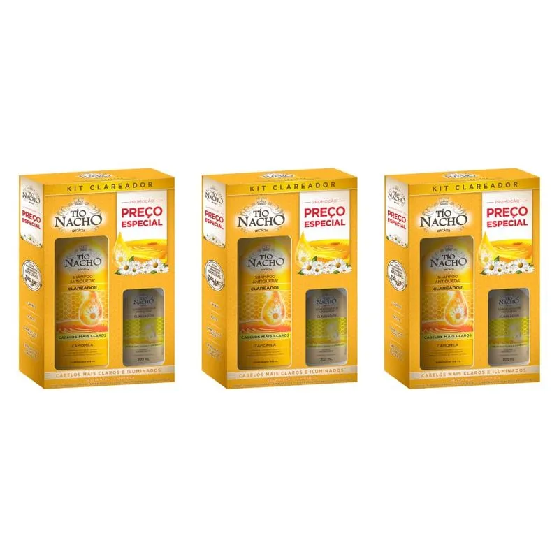 Tio Nacho Kit Clareador Shampoo 415ml + Condicionador 200ml (Kit C/03)
