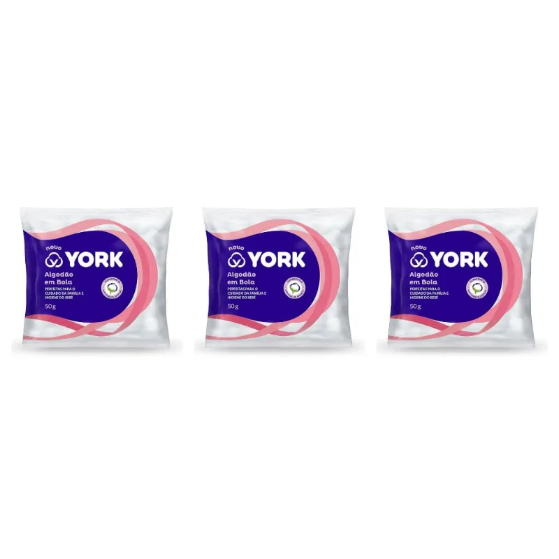 York AlgodÃO Bola 50g (Kit C/03)