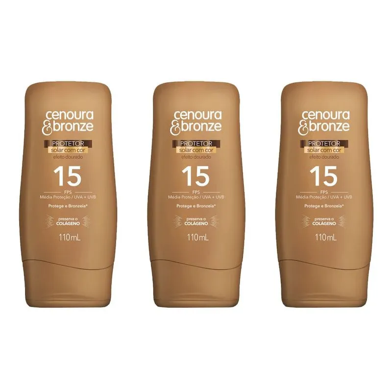 Cenoura & Bronze Fps15 LoÇÃO Bronzeadora C/ Cor 110ml (Kit C/03)