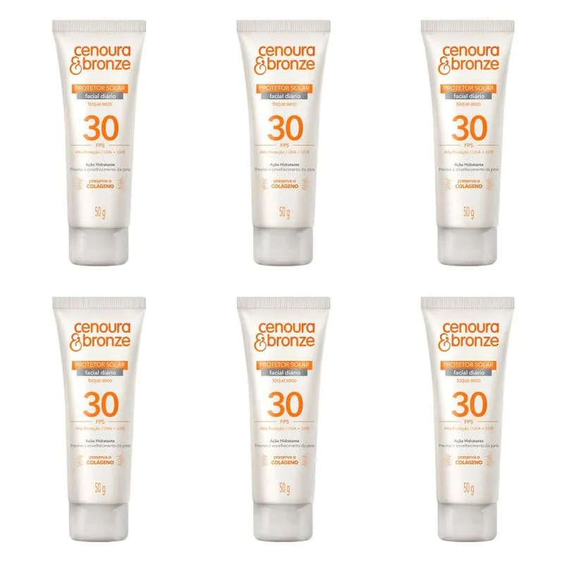 Cenoura & Bronze Fps30 Protetor Solar Facial 50g (Kit C/06)