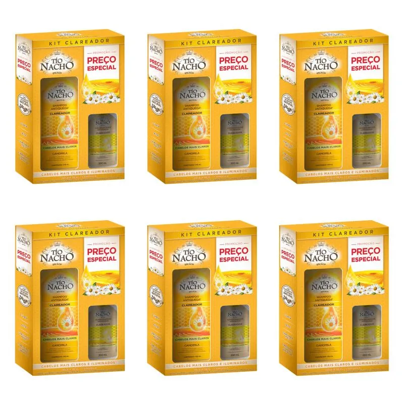 Tio Nacho Kit Clareador Shampoo 415ml + Condicionador 200ml (Kit C/06)