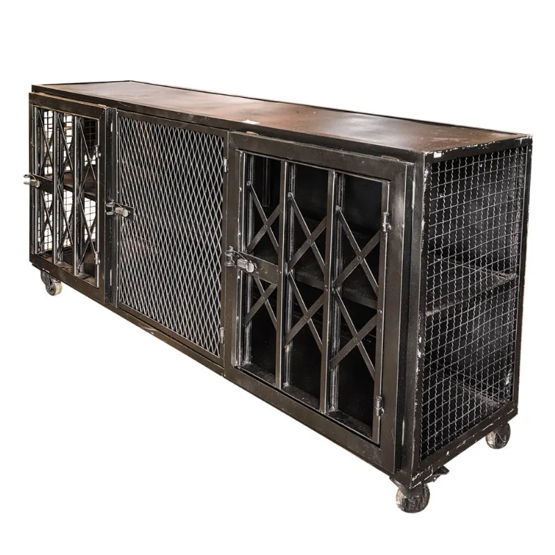 Rack Elevador Preto em Ferro com Portas - 1,80m